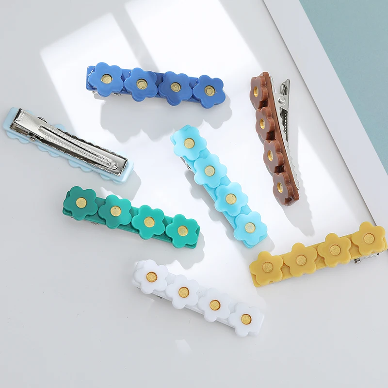 New Korean cute children's hairpin acrylic acetate flower hair alligator clips high quality multiple colors side clip headwear