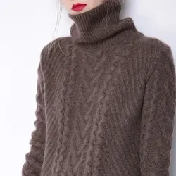 Женский свитер, новинка 2019, модный двойной плотный свободный кашемировый свитер с высоким воротом, Женский вязаный кашемировый пуловер