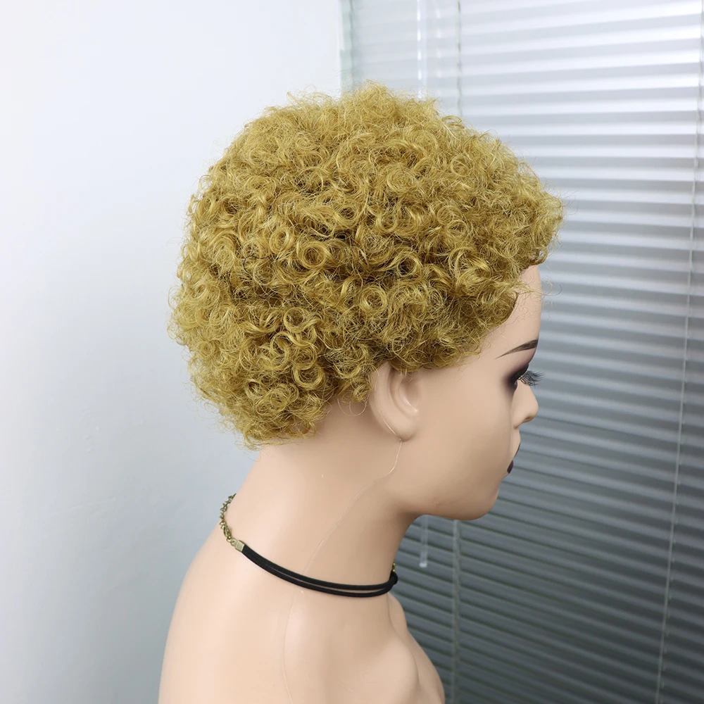 Short Curly Hair Wigs Pixie Cut Brazilian Human Hair For Black Women Natural Black 150% Density Glueless Afro Kinky Curly Wig