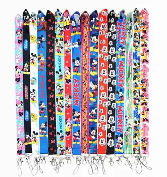 

100 PCS Mickey&Minnie Mouse key lanyards id badge holder keychain straps for mobile phone Free Shipping