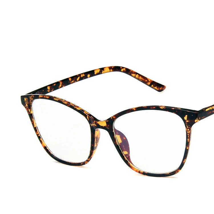 Leopard Модные женские очки кошачий глаз, оправа, Большие оптические очки, прозрачные линзы по рецепту, UV400 очки при близорукости, оправа - Цвет оправы: Leopard