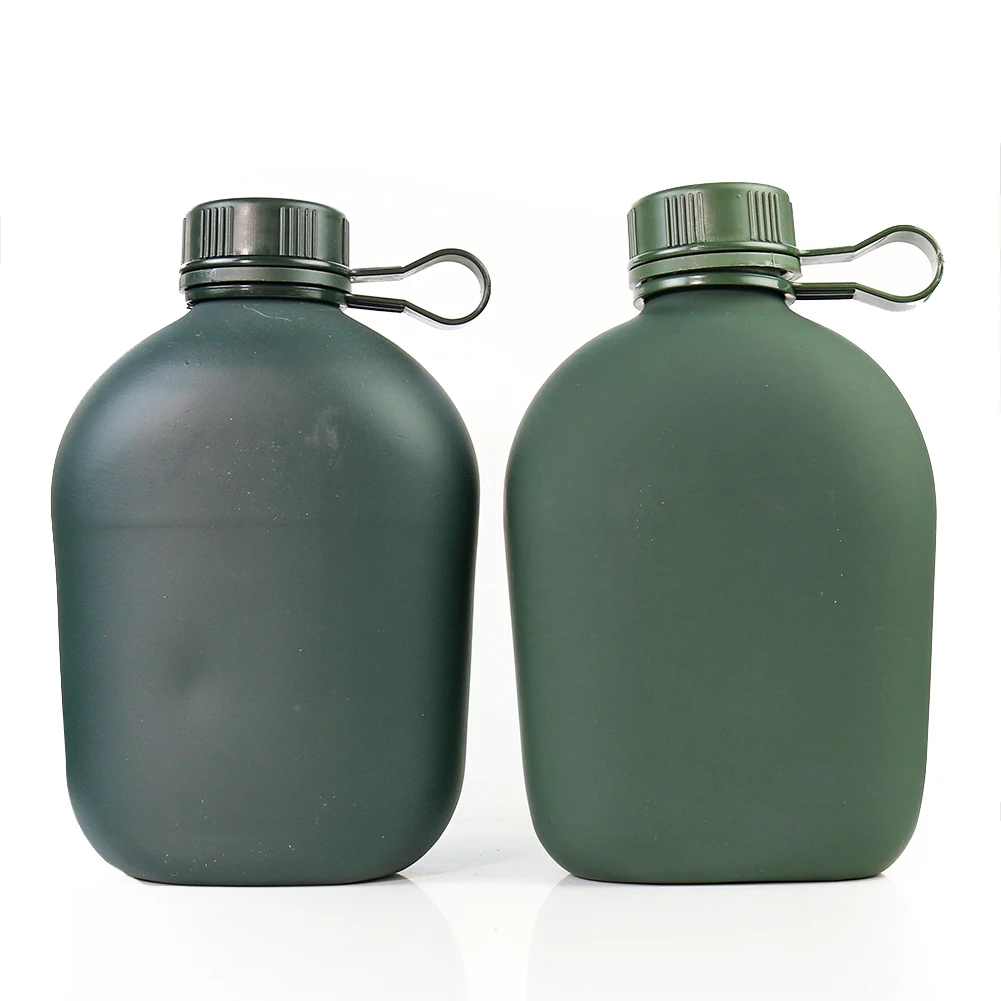 육군 힙 플라스크 물병 알루미늄 와인 냄비 군사 캔틴 캠핑 하이킹 생존 주전자 커버 야외 Drinkware 1L