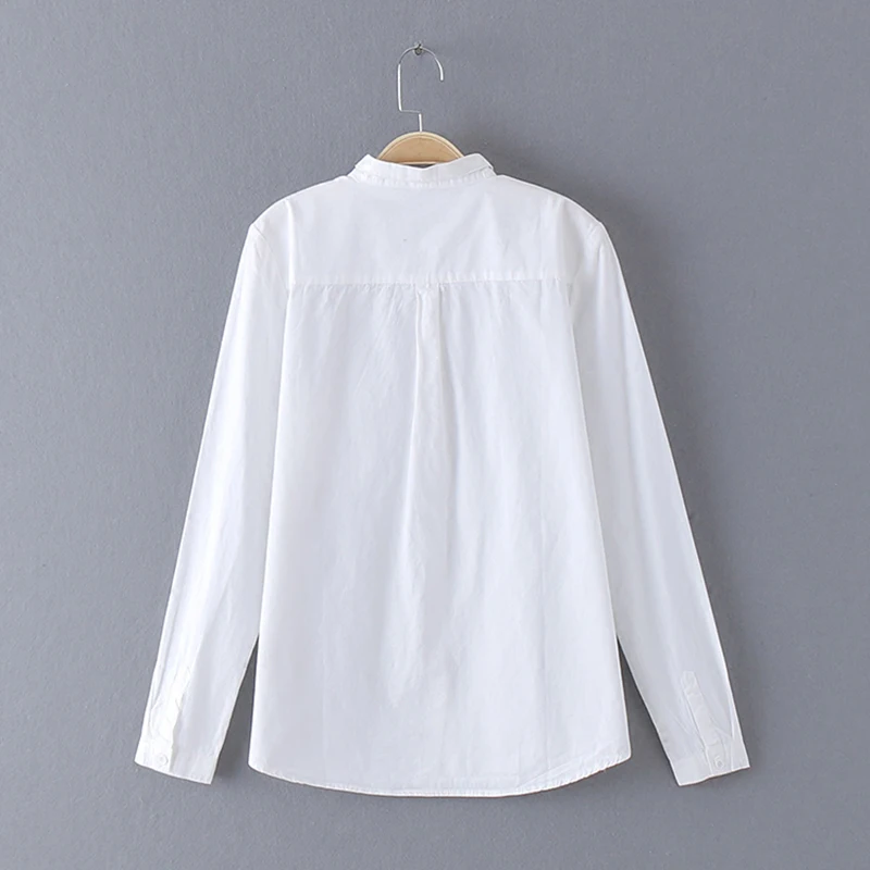 Beste Goplus 2019 Witte Blouse Vrouwen Shirt Katoen Womens Tops En Blouses Vintage Stand Kraag Blusas Mujer De Moda 2019 haut Femme