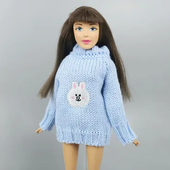

Blue Carton Sweater Tops For Barbie Doll Outfits Clothes Winter Casual Wear Warm Clothes for 1/6 BJD Doll Accessories Kids Toys
