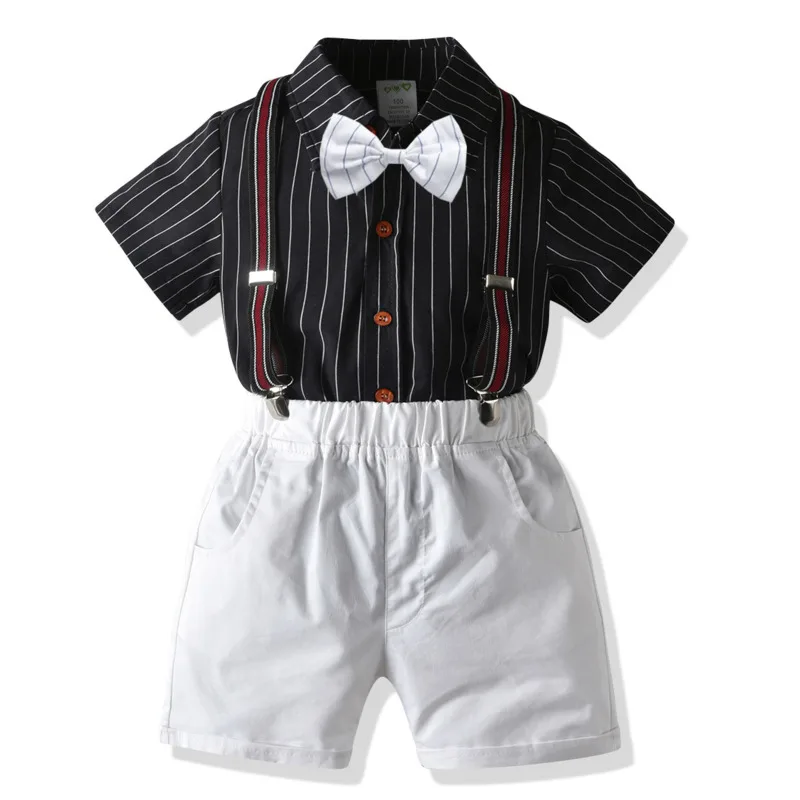 

Baby Summer 2020 Clothes Set Fashion Gentleman Kids Boys Clothing 100% Cotton T-Shirt+Belt Pants Children Boys Outfits Clothes