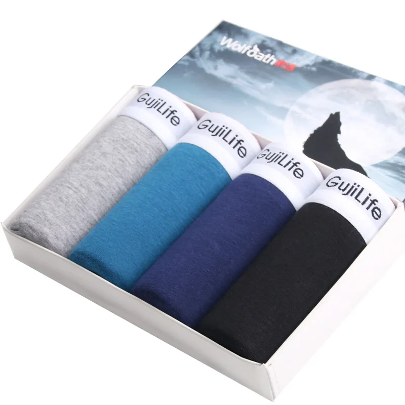 Gray Blue Navy Black Горячая Распродажа, мужское летнее хлопковое нижнее белье, средняя посадка, сексуальные эластичные мужские трусы высокого качества, тонкие Молодежные спортивные дышащие трусы-боксеры - Цвет: Gray Blue Navy Black