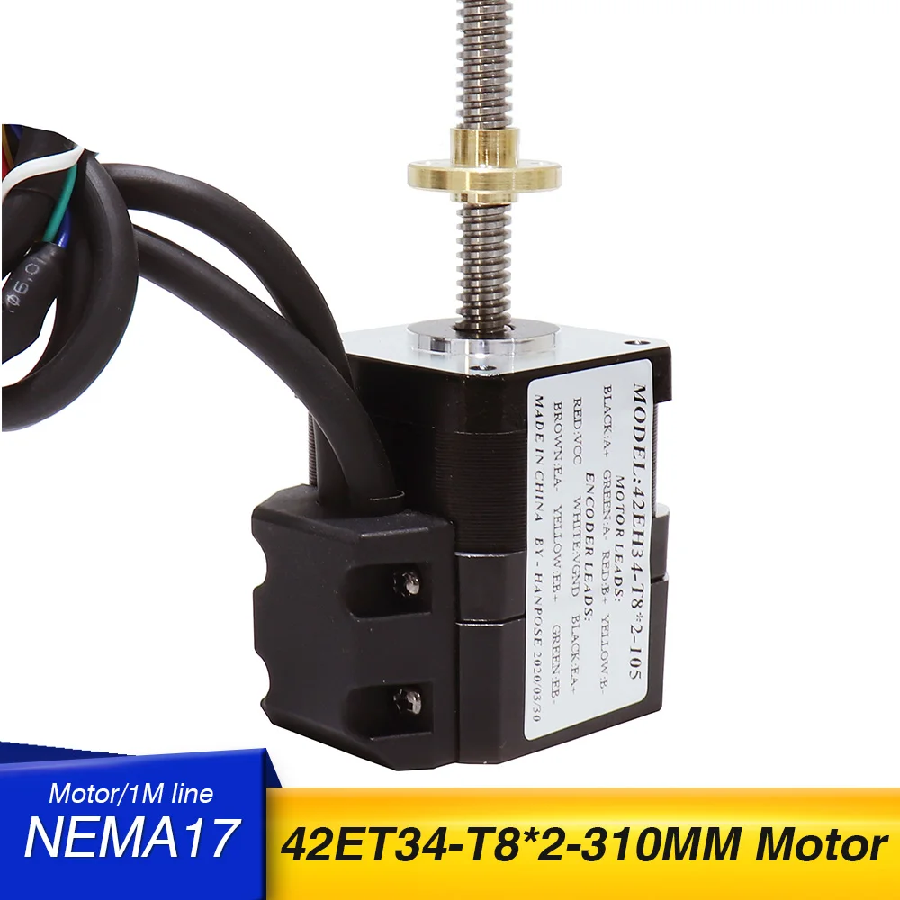 Шаговый двигатель с замкнутым контуром NEMA17 42et34-t8x2-310 мм винтовой 2 а 0 3 нм и драйвер