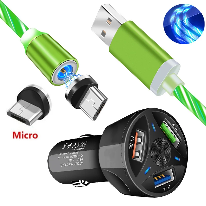 Быстрая Беспроводная зарядка Магнитная течет светильник Micro USB кабель для