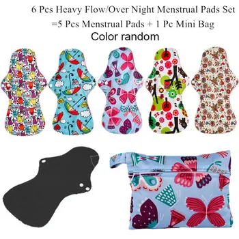 

Washable Reusable Hygiene Pad 5 Pcs Menstrual Pads + 1 Pcs Bag