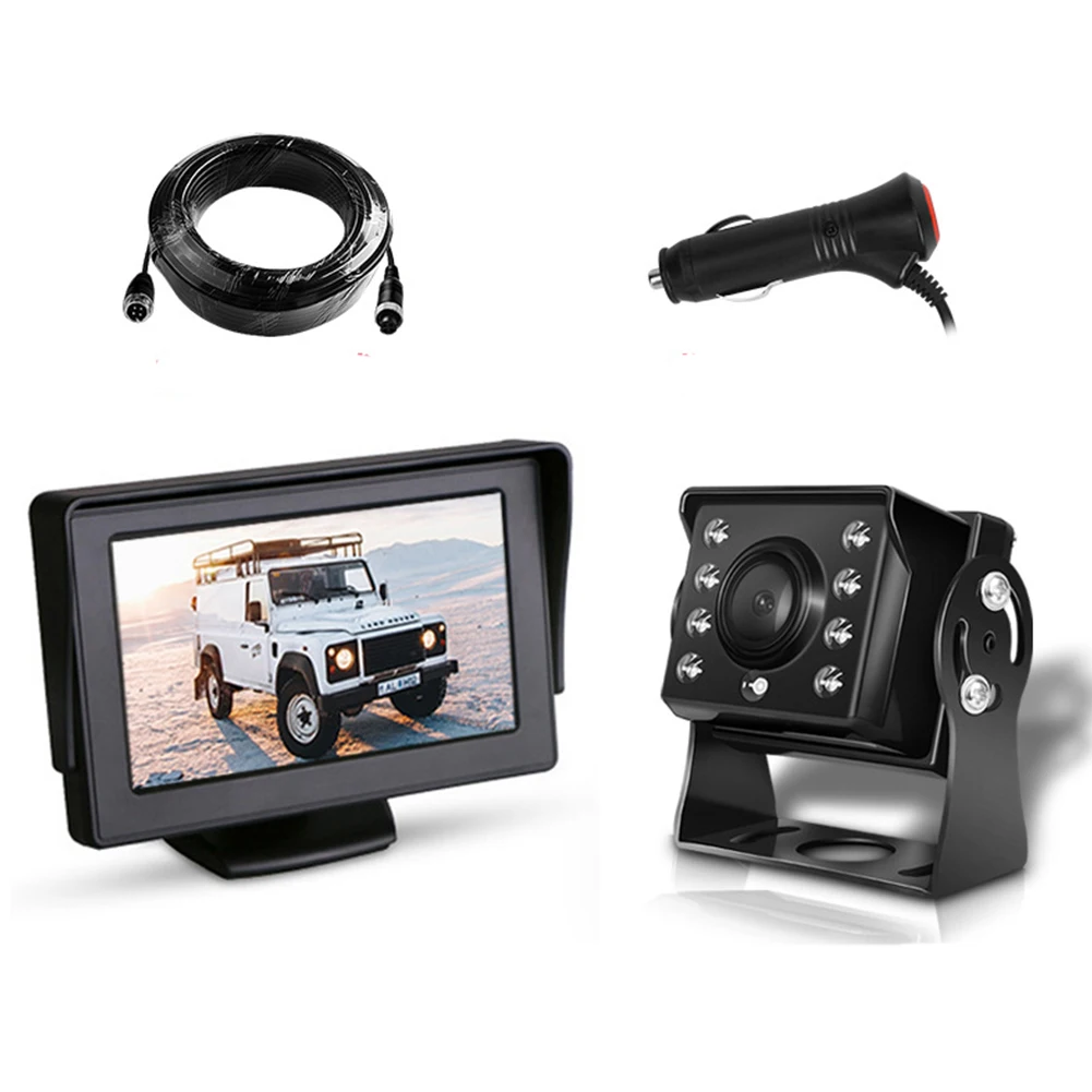 

2V-24V 2 Ч8LEDs IR Night Vison Waterproof Reversing Rear View Camera with 15M Cable +7" TFT LCD Car Monitor for Bus Truck Traile