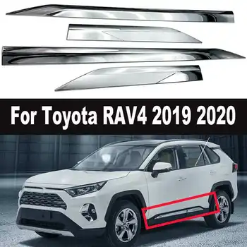 

4pcs/set ABS Chrome Door Body Molding Anti-scratch Protector Car Side Strips Cover Trim for Toyota for RAV4 2019 2020