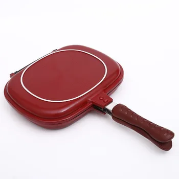 

1PC Double-sided grill frying pan square shape non-stick pan baking steak frying pan 28cm kitchen cooking tool