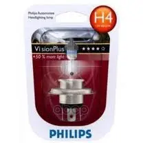 Лампа Галогеновая H4 Visionplus +60% 12v 60/55w P43t-38 B1 Philips арт. 12342VPB1 | Автомобили и мотоциклы
