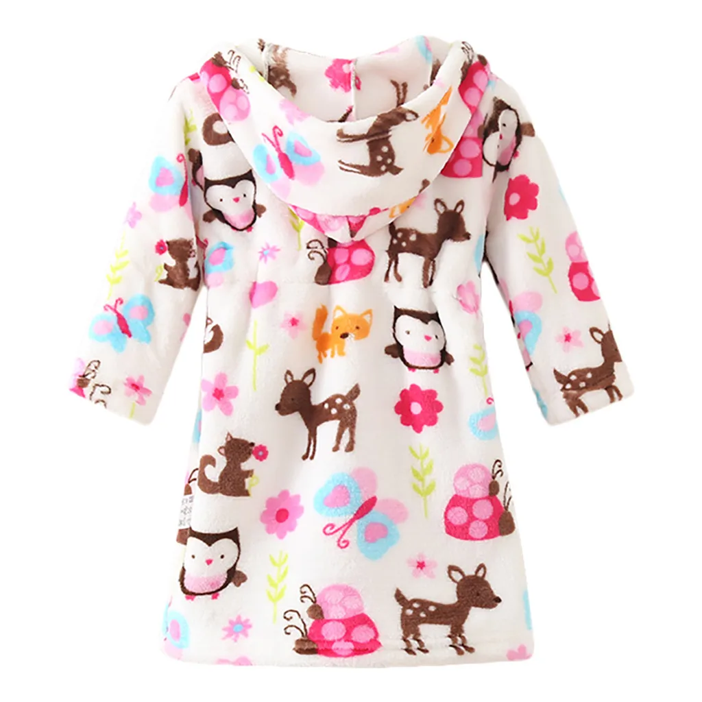 Теплый фланелевый Халат с леопардовым принтом для маленьких мальчиков и девочек, ночная рубашка, пижама банный халат для детей, хлопковый банный халат для детей