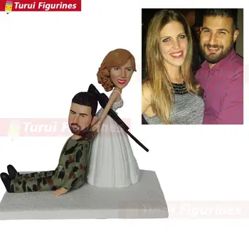 

HOT SALE FUNNY ROMANTIC WEDDING CAKE TOPPER FIGURE BRIDE GROOM COUPLE BRIDAL Groom hooked