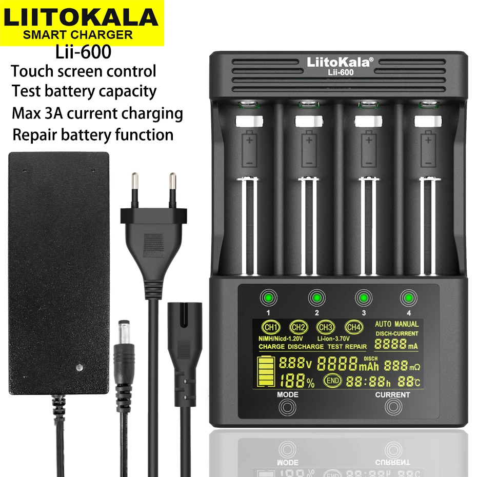 Liitokala Lii-S8 Lii-600 Lii-M4 Lii500 Lii-PD4 Smart LCD Display Charger for 18650 21700 26650 18350 AA AAA NiMH Lithium battery battery charger
