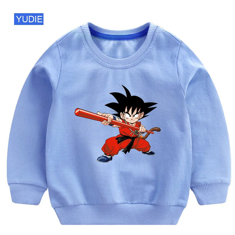 sweatshirt blue Толстовка с капюшоном и милым принтом «Жемчуг дракона» для маленьких мальчиков и девочек; Детский свитер; повседневные толстовки; осенне-зимняя одежда с капюшоном - Цвет: sweatshirt blue