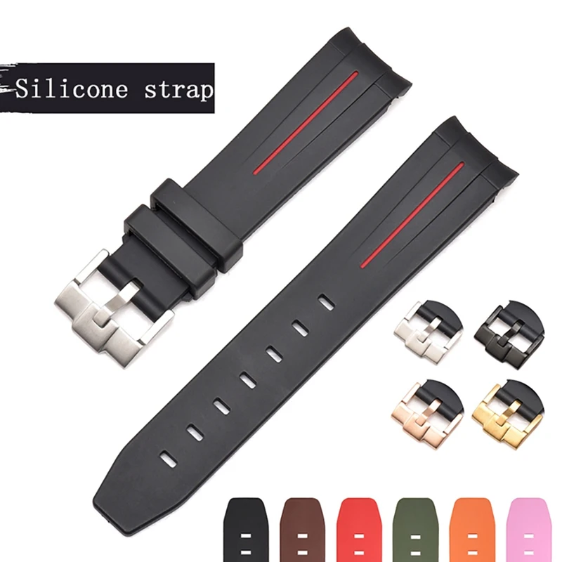 

Watch Band Strap Pin Buckled Adjustable 20mm Light Soft Silicone Wristwatch Bands Replacement Accessories Waterproof Bracelet