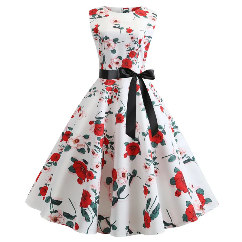

Retro Hepburn Wind 50's Waist Hugging Slimming Expandable Dress with Belt, And
