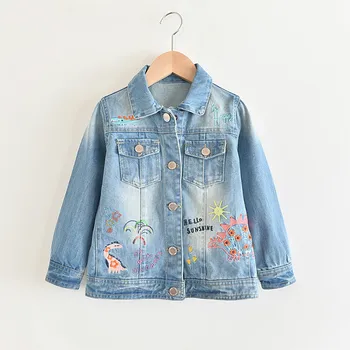 

Melario Baby Girls Coat Autumn Long Sleeve Denim Coat Fashion Floral Embroidery Kids Jackets Girl Cartoon Jeans Tops