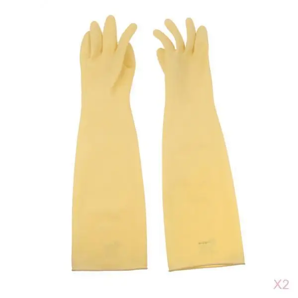 2 Pairs Industrial Rubber Latex Gloves 60cm Safety Gloves Anti Acid Alkali Gloves
