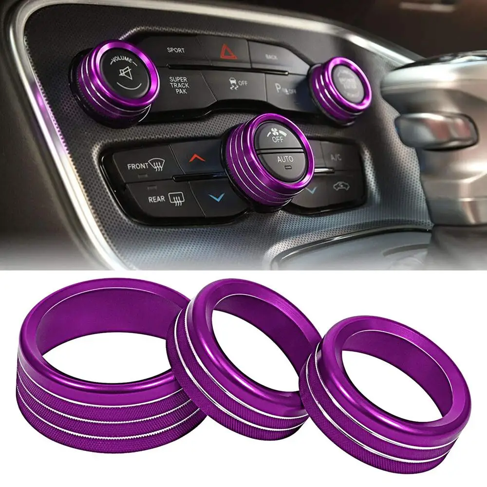 Car Knob Covers Air Conditioning Volume Radio Button Knob Cover For 2015- Dodge Challenger Charger RT SXT Scat Pack Daytona