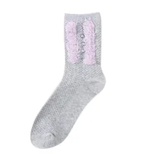 Womail/домашние носки-тапочки с жемчугом; милые носки; теплые зимние носки; 1 пара; разноцветные женские длинные носки из смешанного хлопка