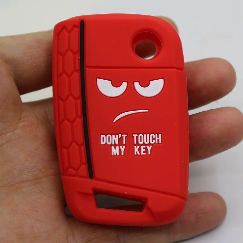 Dont Touch My Key 3 кнопки чехол для ключа автомобиля для VW Golf 7 MK7 Seat Leon 3 Ibiza 4 5 Toledo 4 Arona Ateca Skoda Octavia - Название цвета: Красный