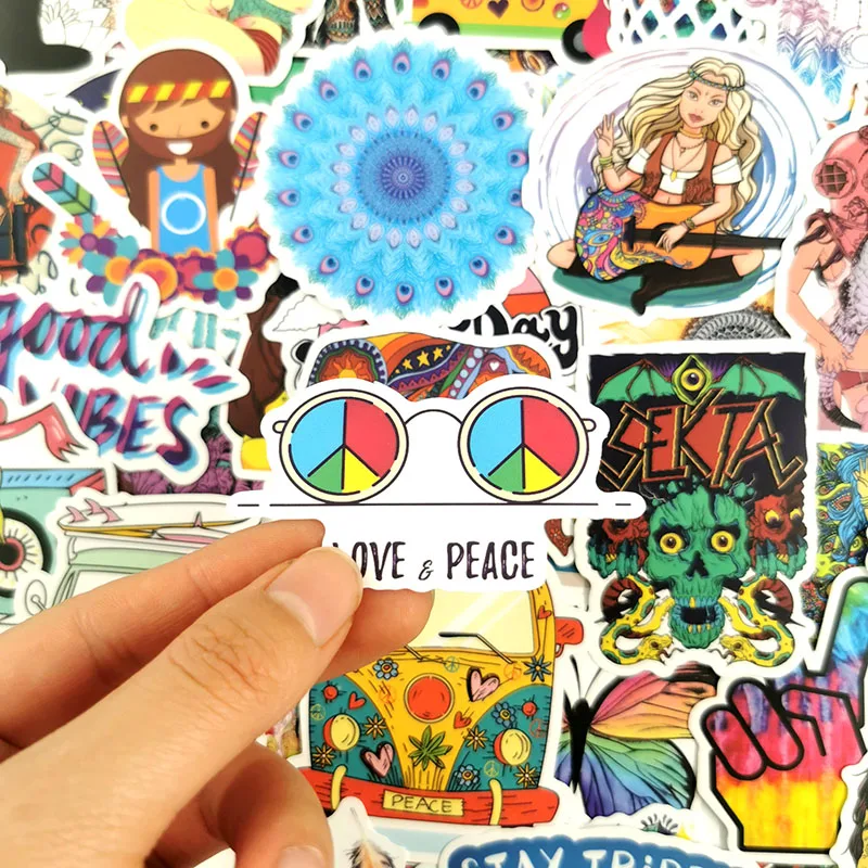 100 шт./компл. Забавный Винтаж классический Hippie Peace Стикеры s для детей игрушки Водонепроницаемый Стикеры "сделай сам" для ноутбука велосипедный шлем наклейки
