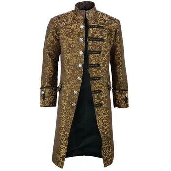 

New Men's Vintage Tailcoat Jacket Gothic Steampunk Long Sleeve Men's Jacket Victorian Dress Jacket Halloween Casual Button Cloth