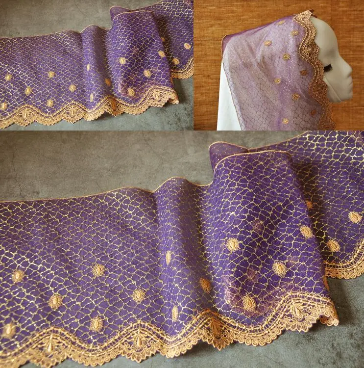 1 метр вышивка лаванда фиолетовый кружево Аппликация Тюль цветок кружевная отделка ткань для свадебного платья 17 см Ширина