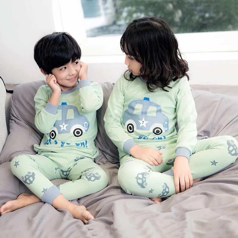 

2019 Winter Children's Pajamas Long-sleeved Kids Pajamas Boys Sleepwear T-shirt+Pant Clothing Sets Baby Girl Clothing Night Suit
