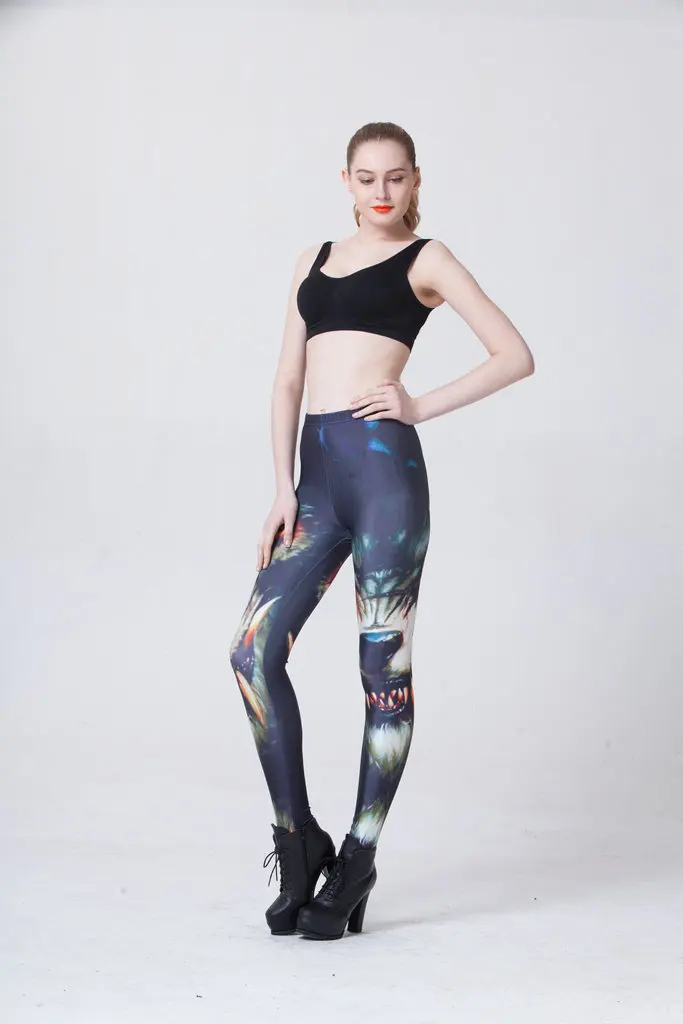 Модная женская одежда s леггинсы размера плюс комбинезоны Компрессионные Леггинсы пуш-ап рейв Хэллоуин готические тренировочные леггинсы