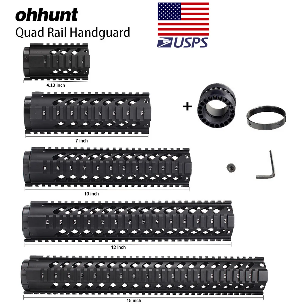 Тактическая направляющая ohhunt 4 &quot7&quot 10 &quot12&quot 15 &quot свободный поплавок с четырьмя
