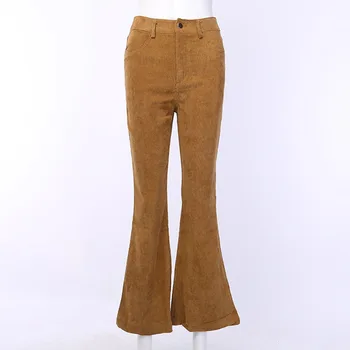 

Casual Pants Women Spring Casual Slim 2020 New Fashion Beatiful Bellbottoms Zipper Button Solid Office Lady Workwear