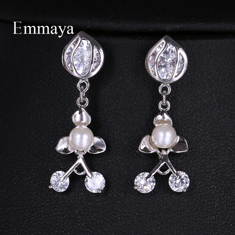 Emmaya New Fashion Distinctive Modelling With Pearl Hollow Out Contain Shiny Zirocnia Stone For Girl Fascinating Earring Banquet | Украшения