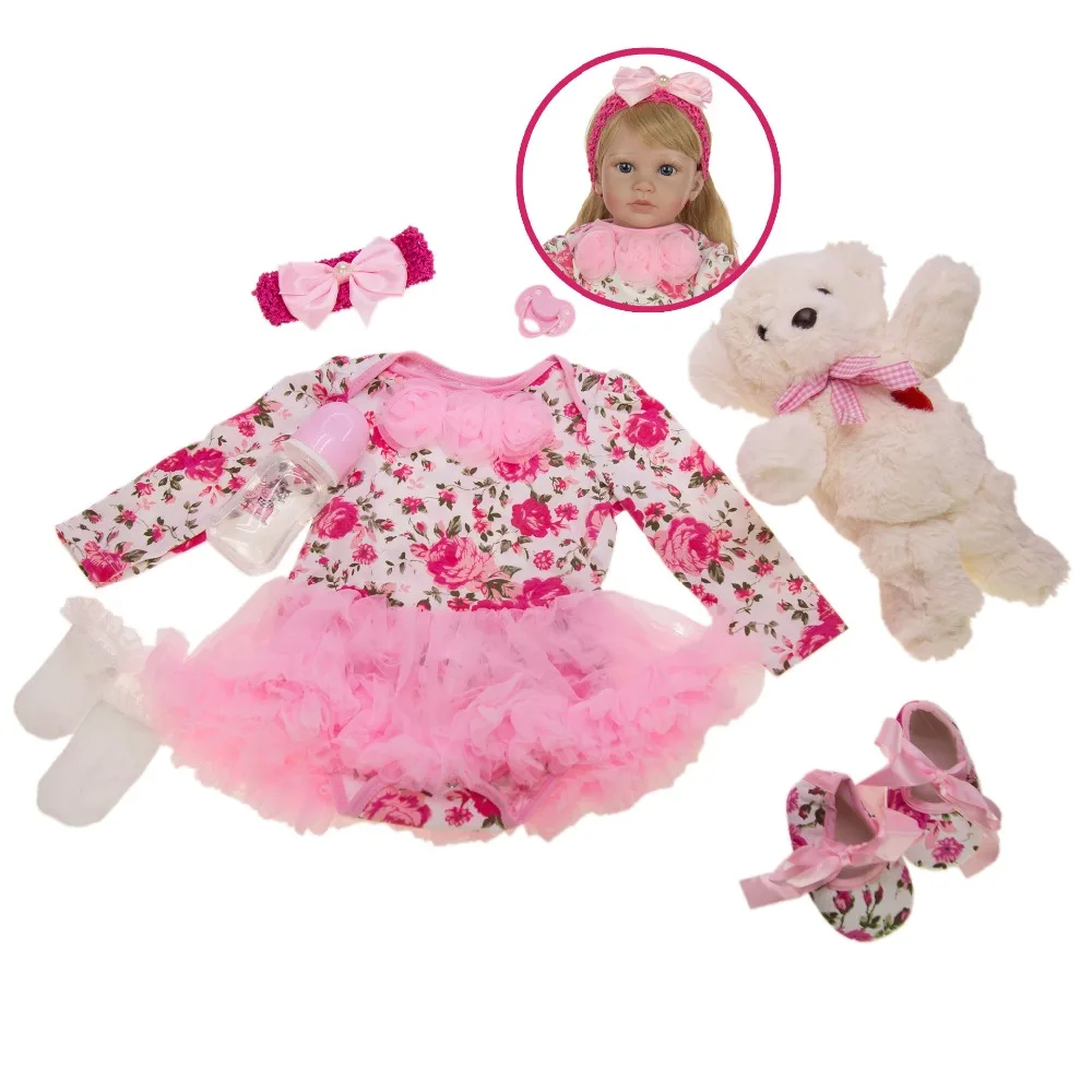 2" 60 см Реалистичная из мягкого силикона Reborn Baby Blonde Girl куклы реалистичные bebe Girl подарок Reborn куклы bonucas возрождённая игрушка для малышей