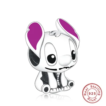 

2020 Spring New 925 Sterling Silver Beads Lilo & Stitch Charms fit Original 3mm Bracelets Women DIY Jewelry CMS2037g