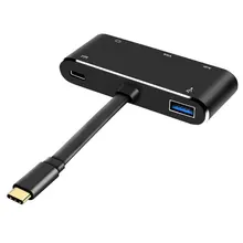 Lightweight Portable 5 in 1 USB Type C To HDMI 4K VGA USB 3 0 Headphone Hub Multiport Adapter USB C Hub Adapter