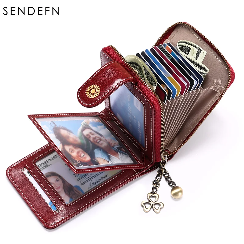 SENDEFN RFID трехслойный женский кожаный кошелек держатель для карт с застежкой денег