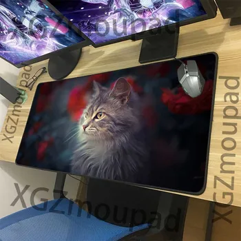 

XGZ Custom Animal Cat Large Mouse Pad Black Lock Edge Home Computer Keyboard Desk Table Mat Speed Fashion Coaster Non-slip Xxl