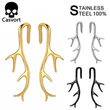 Casvort 2 шт. Новая мода из нержавеющей стали серебряное дерево вилки Плаги Для Пирсинга Ушей пирсинг тела ювелирные изделия пара