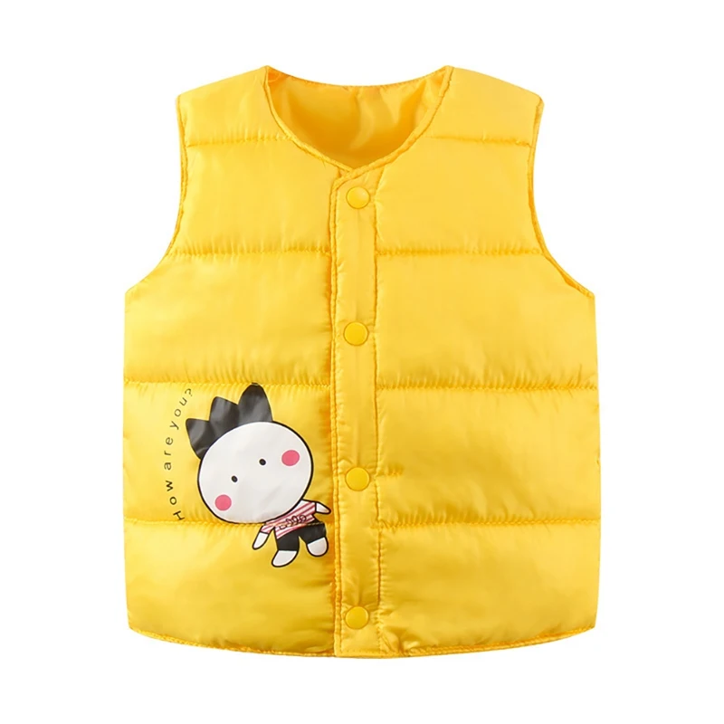 Детский комплект От 1 до 8 лет, новая зимняя верхняя одежда для маленьких мальчиков и девочек, Повседневный свитер с рисунком, детский жилет, пальто, верхняя одежда - Цвет: Цвет: желтый