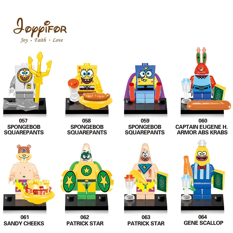 Светло-серый SpongeBobb звезда рыба капитан Краб белка песчаный с аксессуарами Мини фигурки строительные блоки кирпичи детские игрушки - Цвет: Светло-серый