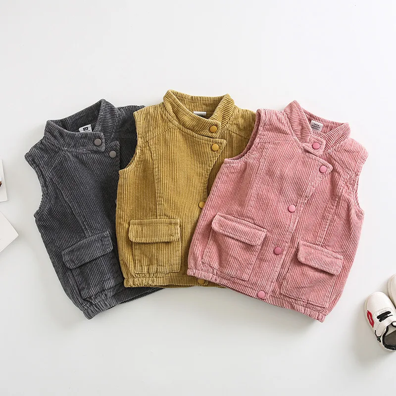 Autumn winter children's clothing jacket boys girls warm jacket children's baby rabbit plush thick coat lapel corduroy coat