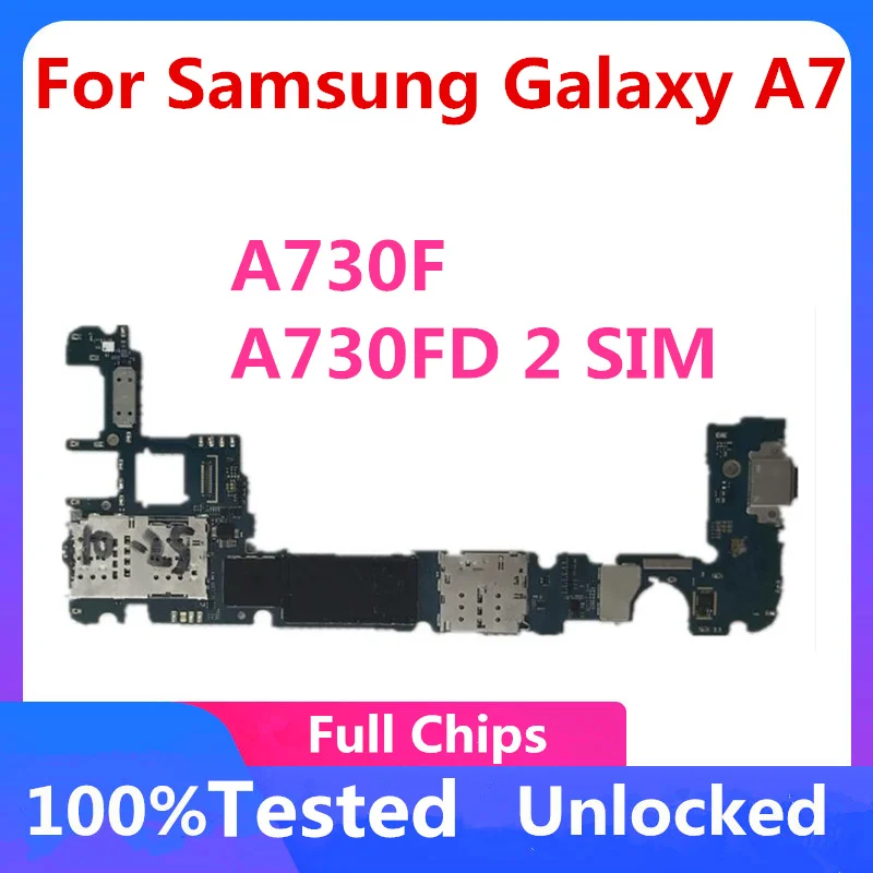 100% Original Unlock Mainbaord for Samsung Galaxy A7 A730F A730FD 2 SIM with Full Chips Motherboard Android OS Logic Baords | Мобильные