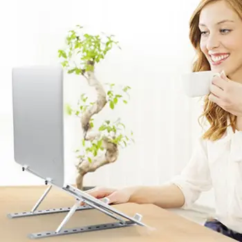 

Silver Portable Adjustable Height Laptop Stand Foldable Aluminum Notebook Holder Desktop Stand for Tablets PC Computer