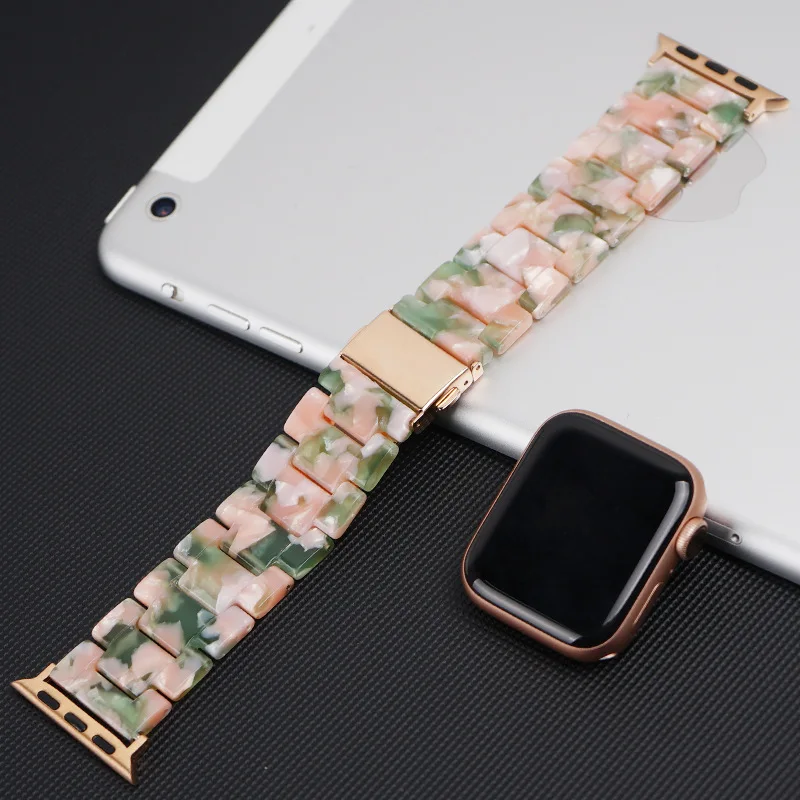 Ремешок полимерный для Apple Watch Band 40 мм 44 стильный браслет Series se 6 5 4 3 с леопардовым