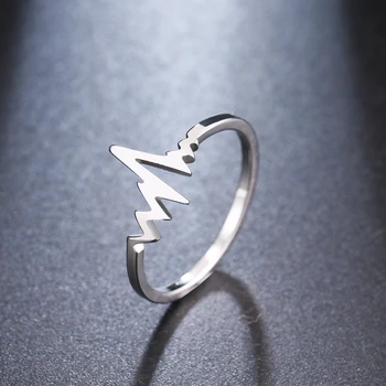 Heartbeat Finger Ring Minimalist Stainless Steel Jewelry Geometric Rings For Women