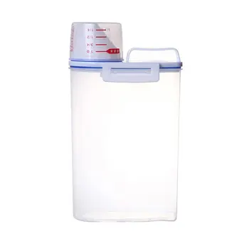 

Kitchen Storage Organizer Cereal Container Rice Cereal Grain Bean Container & Measuring Cup Sealed Box